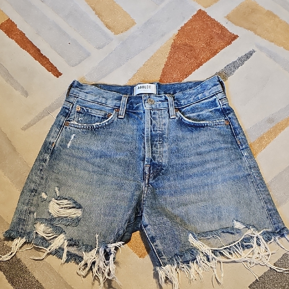 Agolde Parker Long High Rise  Jeans Shorts In Swapmeet